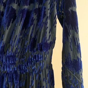 Simply Vera Vera Wang Dresses - Simply Vera Blue Floral Velvet Long Sleeve Dress Simply Vera Vera Wang Dresses - Simply Vera Blue Floral Velvet Long Sleeve Dress
